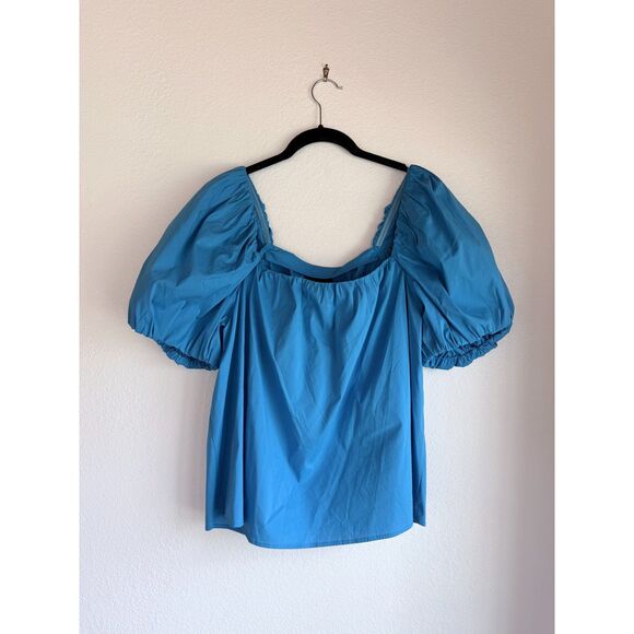 NWT Alex Marie Brrr° Gemma Square Neck Puff Sleeve Blouse in Turquoise Blue XXL - Picture 3 of 10